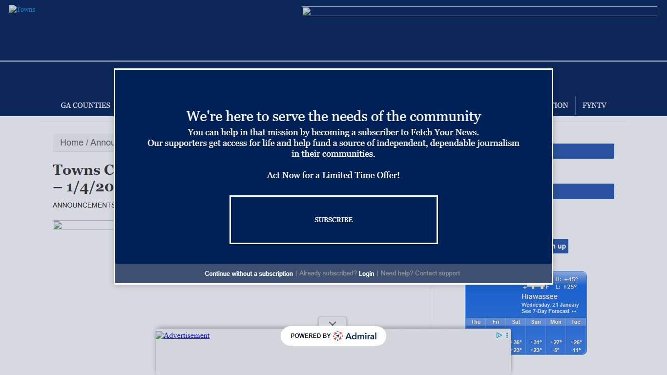 Towns County Sheriff’s Office Arrest Report 12/29 – 1/4/2026 - TownsTowns